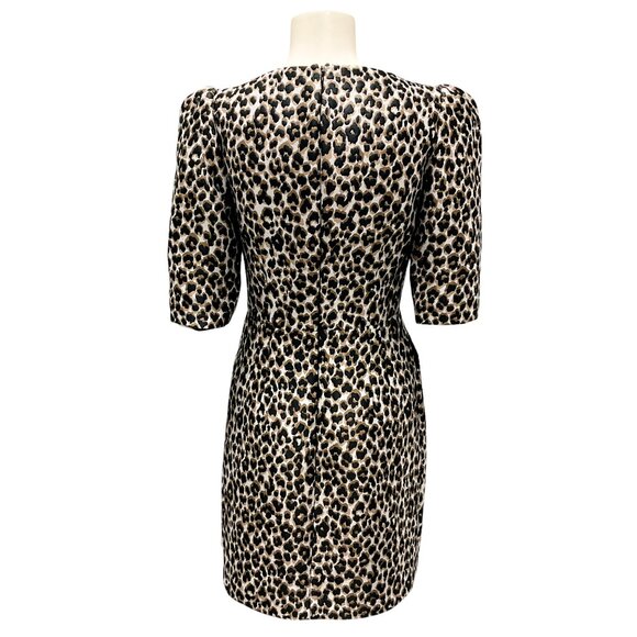 Michael Kors Collection Khaki Multi 2020 Leopard Print Jacquard Mini Dress - Picture 3 of 5